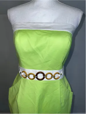 NEW Antonio Melani Strapless Dress Size 6 Lime Green White thumbnail 2