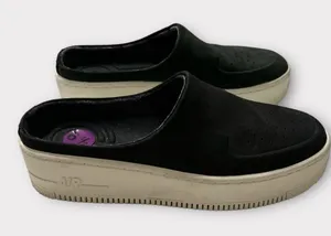NIKE AIR FORCE 1 LOVER XX Black Leather‎ Padded Slides Mules US 6.5 $130 NWOB thumbnail 1
