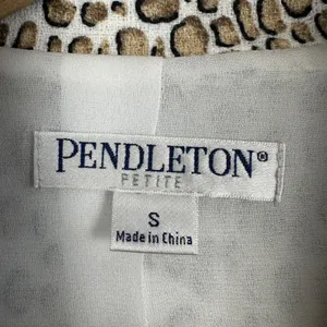 Pendleton Leopard Print Blazer Linen Women‎ Petite Small 3/4Sleeve Button Front thumbnail 6