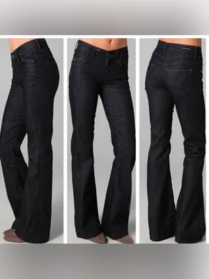 CITIZEN OF HUMANITY MID RISE HUTTON WIDE LEG FLARE DARK WASH SIZE 30 Inseam 34 thumbnail 2