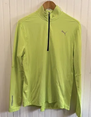 Puma cool cell lime green quarter zip jacket thumbnail 1
