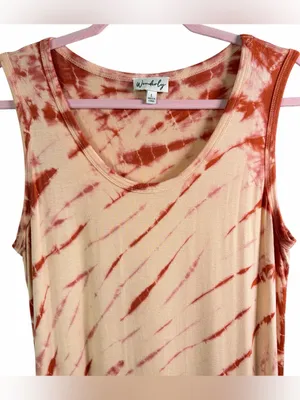 NWOT WONDERLY Orange/Amber Tie-Dye‎ Maxi Tank Dress, Large thumbnail 4