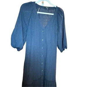 Madewell Tie-Waist Tiered Midi Dress in‎ Windowpane Sz 6 thumbnail 12