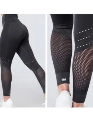 SHEFIT Crossover Waist Seamless Cropped‎ Leggings Women's L Black Activewear thumbnail 2