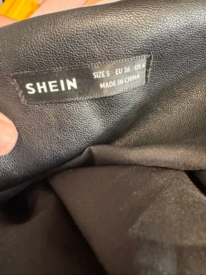 SHEIN Cropped Racing Jacket Womens Small Black Cream Blue Faux Leather Moto Bike thumbnail 5