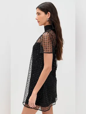 NWT STAUD Ilana Mini Dress in Stardust Onyx Black Sequin Stars Size Small thumbnail 6