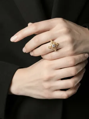 Gold Starburst Statement Ring - Women Jewelry Size 7 thumbnail 3