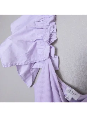NWT Le Lis Ruffle Tank Ribbed Knit Sleeveless Bodysuit L Lavender Buckle thumbnail 8