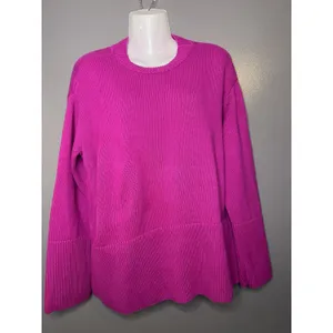 GAP Sweater Womens Medium Pink 100% Cotton Crew Neck Side Slit Knit Pullover thumbnail 2