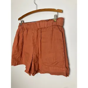 Lou & Grey 100% Linen Shorts Womens Medium Orange Good Paperbag Waist Pockets thumbnail 2