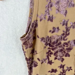 GUIHUA Floral Burnout Velvet Half Zip Mock Neck‎ Sleeveless Top Fairy Feminine thumbnail 4