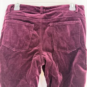 Theory Ruched Velvet Pants 8 Mulberry Purple Y2K Low Rise Slim Leg Stretch USA thumbnail 6