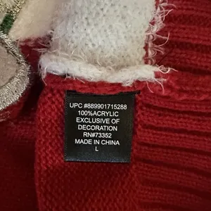 Womens Red Sequin Elf Long Tunic Style Christmas Holiday Sweater Sz Large thumbnail 4
