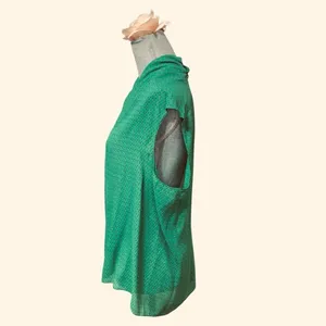 CAbi Style #124 Micro Polka Dot Kelly Green Silk Blend Sleeveless Blouse - L thumbnail 4