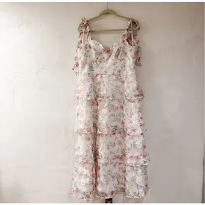 Lulu’s Endlessly Gorgeous Burnout Tie-Strap Midi Dress in White Pink Floral XL thumbnail 2