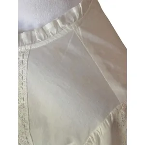 Tasha Polizzi White Cotton Lace Victorian Peasant Button Up Blouse Womens Medium thumbnail 5