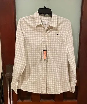 Vineyard Vines  Cream and GrayPlaid Button-Down Shirt thumbnail 1