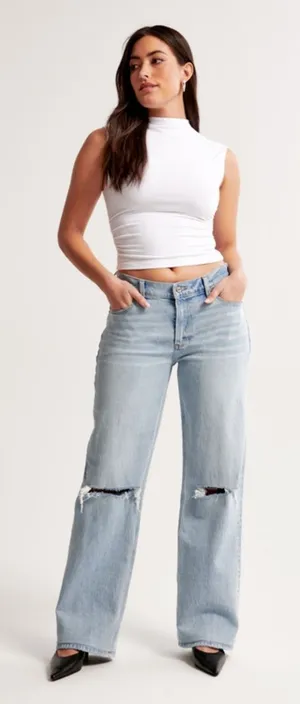 Abercrombie & Fitch The Baggy Low Rise Curve Love Jeans Size 27 thumbnail 1
