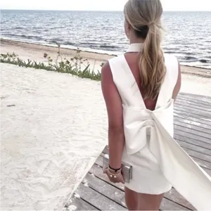 Zara Short waistcoat dress with lapel collar with voluminous back bow NEW thumbnail 5