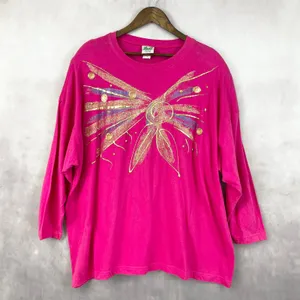 Vintage 90s Women Plus Size Graphic Tee‎ 3D Texture Artsy Retro Fast Fashion thumbnail 1