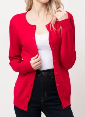 Cielo Jeans USA RED Ribbed Crewneck Button Down Classic Small Sweater Cardi thumbnail 1