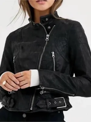 Free People We The Free Faux Vegan Leather Moto Motorcycle Jacket Med Biker thumbnail 1