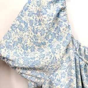Who What Wear Milkmaid Dress Women XXL Blue Floral Boho Romantic Coastal Prairie thumbnail 8