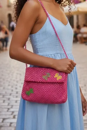 Wild Fable Butterfly Pink Beaded Flap Shoulder Bag thumbnail 1