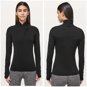 Lululemon Ethereal Long Sleeve Top Black Wrap Turtleneck Lightweight Stretch thumbnail 2