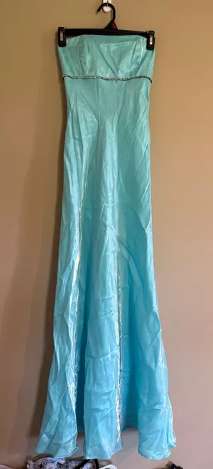 Cache Turquoise Shimmer Strapless Lace Up Back Formal Gown Dress Size‎ 3/4 thumbnail 1