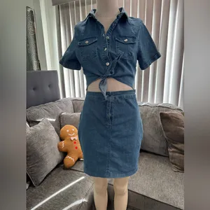 BUNDLE 2 ITEMS FOR $8✨ 🌸AMTIOUS western denim cutout dress ✨ Blue Size M thumbnail 7