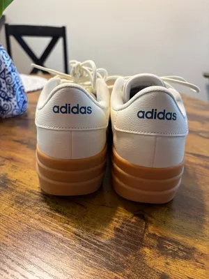 NWT Adidas Platform Sneakers White/Blue/Gum Sole Size 7.5 in Box thumbnail 5