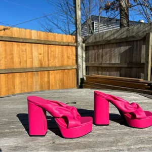 Open Edit Kaia Knot Platform Sandals in pink rouge size 7 hot summer spring‎ y2k thumbnail 4