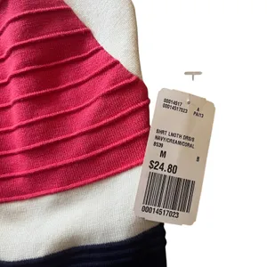 Forever 21 XXI Forever‎ Bodycon Dress Ribbed Navy Cream Coral Sleeveless Halter Medium thumbnail 6