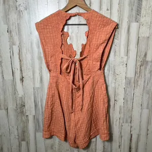 Free People‎ Finley Cutwork Orange Lace Romper Womens Size 4 thumbnail 5
