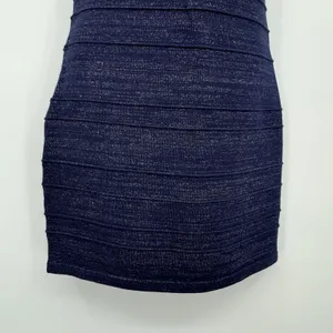 Foreign Exchange One Shoulder Bandage Mini Dress Womens M Navy Shimmer Bodycon thumbnail 6
