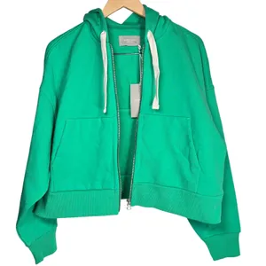 Everlane Organic Cotton Full Zip Hoodie Bright Jade Green Size Small‎ Cropped thumbnail 3