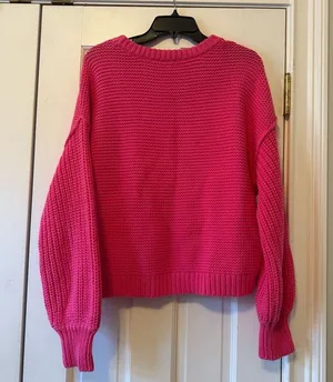 Free People Dream Cable Knit Sweater in Hibiscus Highlight Pink Size Small thumbnail 2