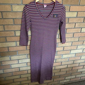 Juicy Couture Womens Midi Dress Multicolored Stripe Rib Knit Side Slit Small thumbnail 2