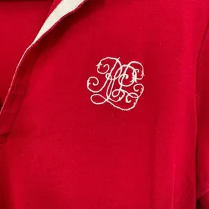 Lauren Ralph Lauren Size Large Vintage V Neck Polo Embroidered Monogram Preppy thumbnail 3