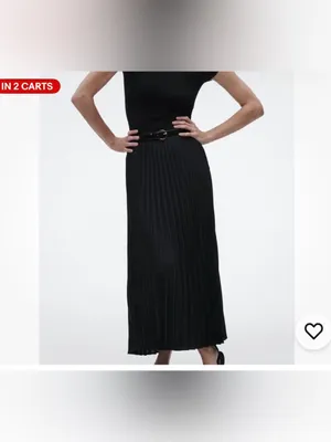 NWT ZARA NEW WOMAN HIGH WAIST PLEATED MIDI SKIRT BLACK size XS thumbnail 2