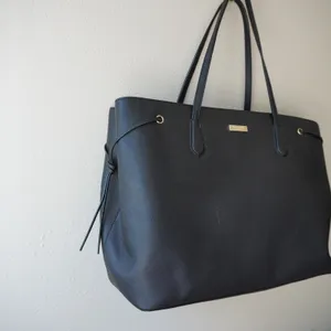 Kate Spade New York Black Saffiano Leather Drawstring Tote Bag Gold Hardware thumbnail 2