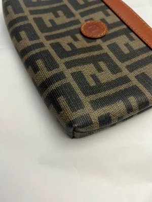 Fendi Zippered Small Wallet/Pouch, Zucca Pattern and Leather Trim thumbnail 7