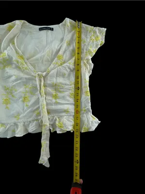 Abercrombie & Fitch White Tie-Front Top with Yellow Floral Embroidery thumbnail 5