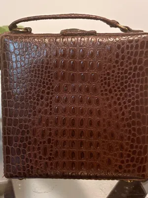 ACCESS Vintage Brown Crocodile Embossed Structured Satchel Shoulder Bag Purse thumbnail 2