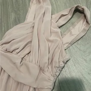 Lulu's Pale Blush Pink Halter-Style Prom Gown thumbnail 2
