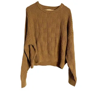 Reformation Winnie Brown Basketweave Organic Cotton Crewneck Sweater Size XL thumbnail 4