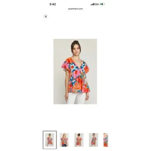 Entro NWT Watercolor Floral V-Neck Blouse Large Flutter Sleeve Tie Back Top New thumbnail 10
