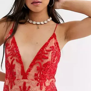 Free People Night Shimmers‎ Lace Sequined D Red thumbnail 1