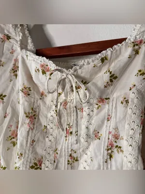 Reformation Isadora Floral Balloon Long Sleeve Smocked Top Corset Embroidered thumbnail 8